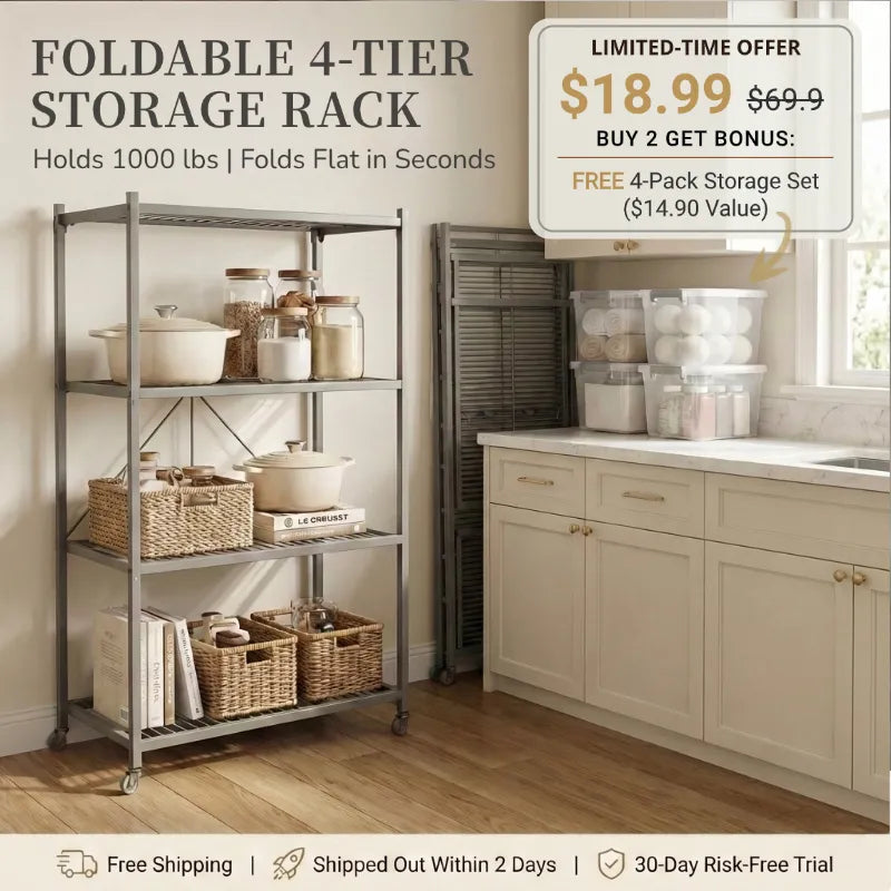 NO INSTALLATION! Ready-to-Use 360° Rotating Storage Rack